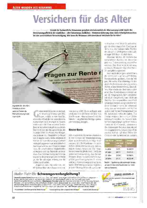 Vorschauseite 1: Versichern für das Alter