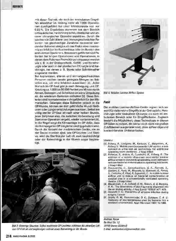 Vorschauseite 2: Mobiler Laminar Flow - eine neue Technologie für den OP-Saal