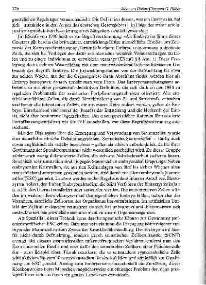 Vorschauseite 6: Ist die Totipotenz menschlicher Zellen ein geeignetes Kriterium für ihre Schutzwürdigkeit?Ein Plädoyer gegen den normativen Gebrauch eines entwicklungsbiologischen Begriffs