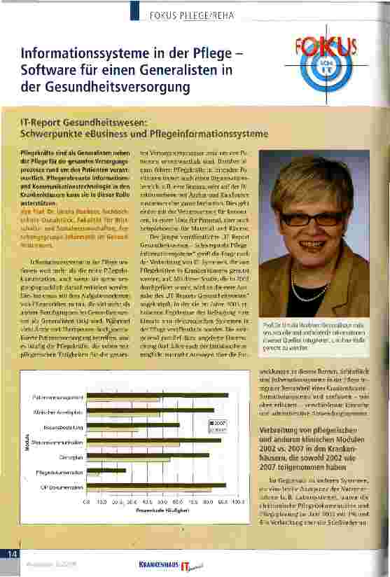 Vorschauseite 1: Informationssysteme in der Pflege Software für einen Generalisten in der Gesundheitsversorgung