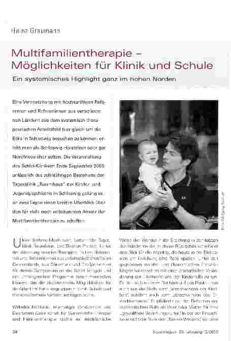 Vorschauseite 1: Multifamilientherapie -Möglichkeiten für Klinik und SchuleEin systemisches Highlight ganz im hohen Norden