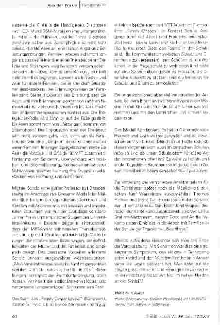 Vorschauseite 3: Multifamilientherapie -Möglichkeiten für Klinik und SchuleEin systemisches Highlight ganz im hohen Norden