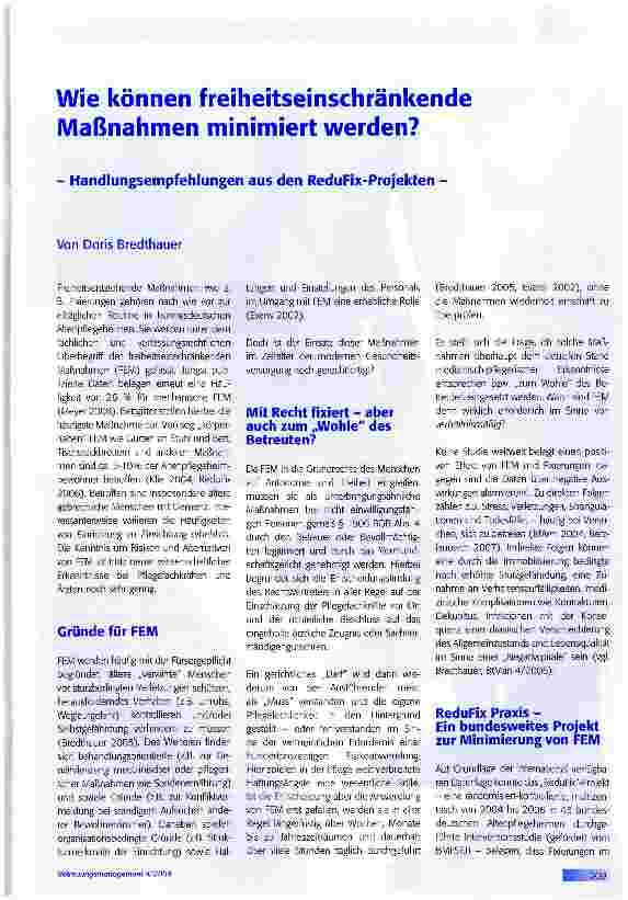 Vorschauseite 1: Wie können freiheitseinschränkende Maßnahmen minimiert werden?