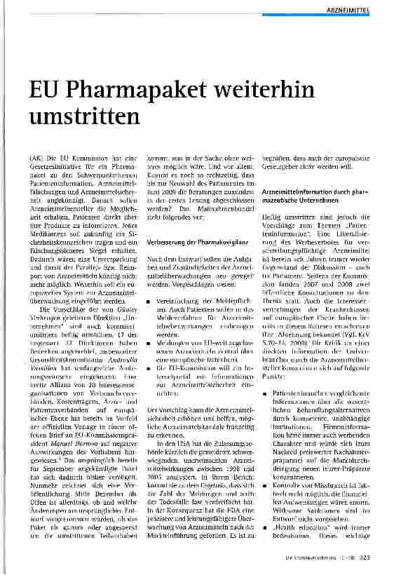 Vorschauseite 1: EU Pharmapaket weiterhin umstritten