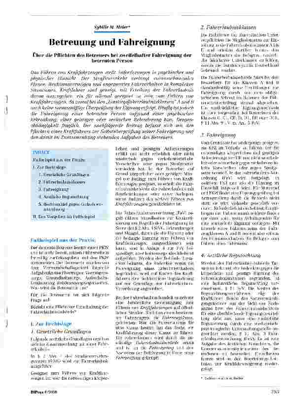 Vorschauseite 1: Betreuung und Fahreignung
