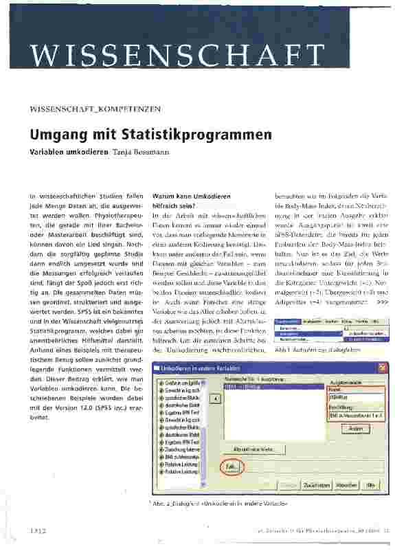 Vorschauseite 1: Umgang mit Statistikprogrammen