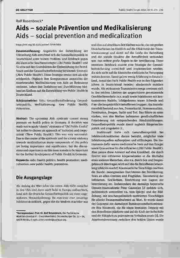 Vorschauseite 1: Aids - soziale Prävention und Medikalisierung Aids social prevention and medicalization