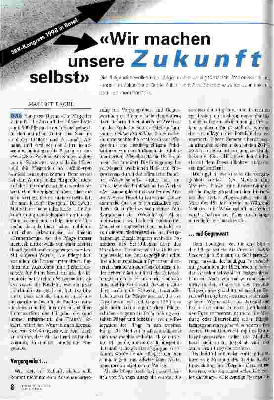 Vorschauseite 1: Wir machen unsere Zukunft selbst SBK-Kongreß 1998 in Basel