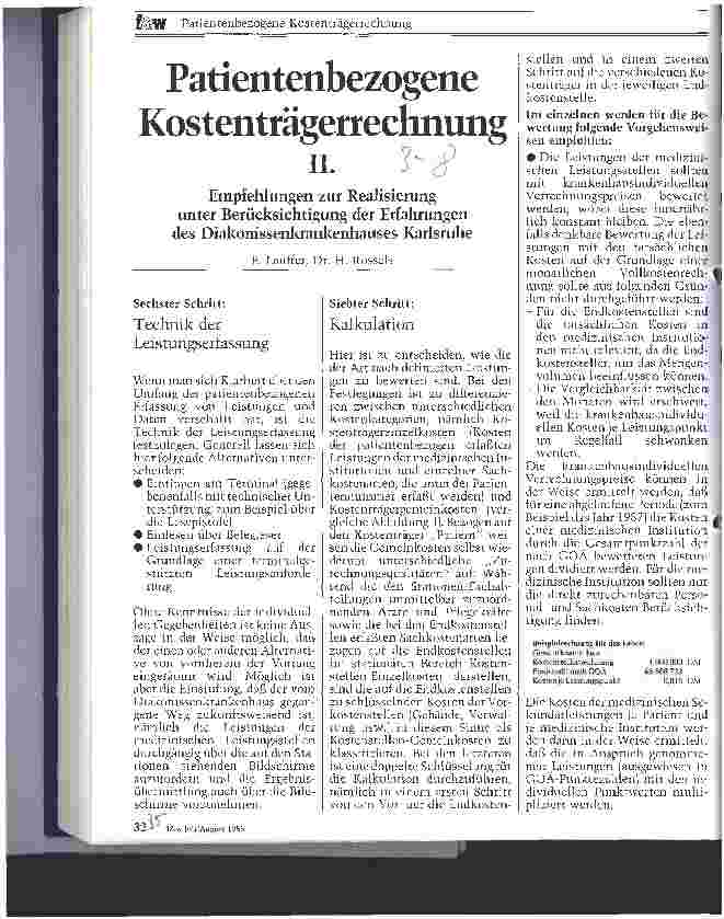 Vorschauseite 1: Patientenbezogene Kostenträgerrechnung