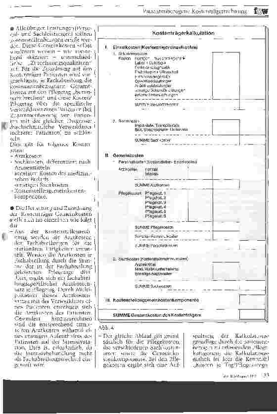 Vorschauseite 2: Patientenbezogene Kostenträgerrechnung