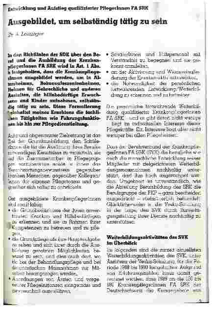 Vorschauseite 1: Ausgebildet, um selbstständig zu sein Entwicklung und Aufstieg qualifizierter PflegerInnen FA SRK