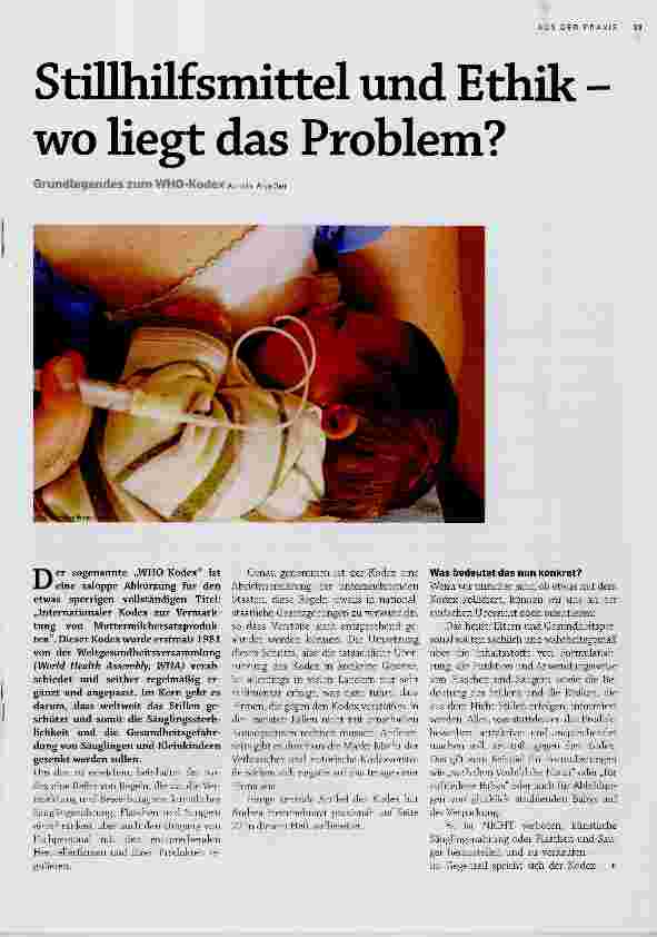 Vorschauseite 1: Stillhilfsmittel und Ethik - wo liegt das Problem?
