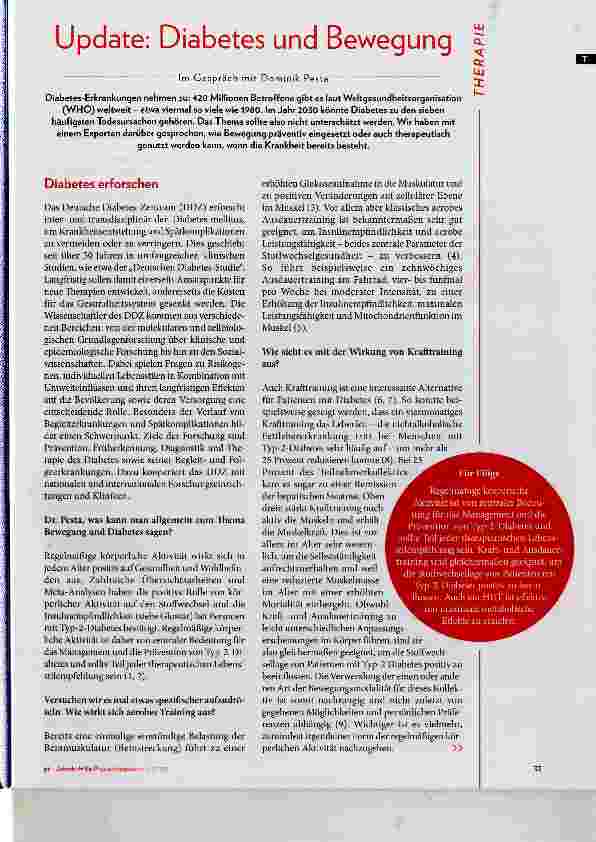 Vorschauseite 2: Update: Diabetes und Bewegung