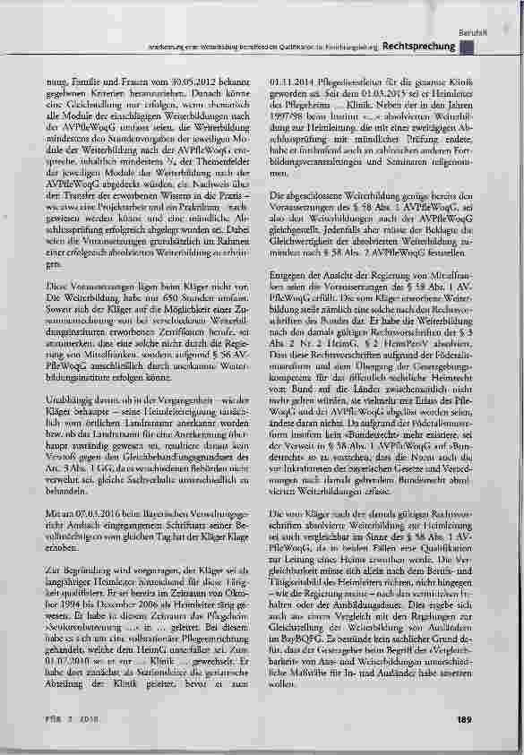 Vorschauseite 2: Anerkennung einer Weiterbildung betreffend die Qualifikation zur Einrichtungsleitung