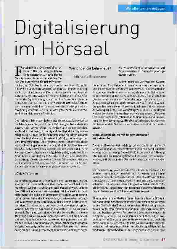 Vorschauseite 1: Digitalisierung im Hörsaal