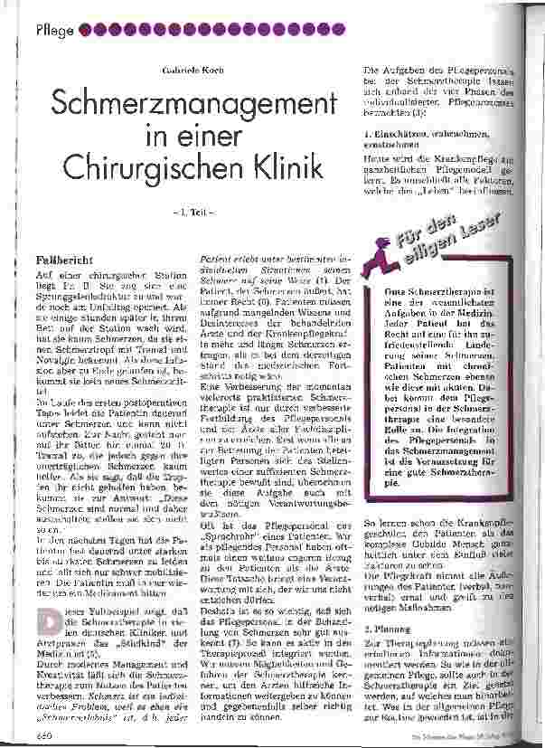 Vorschauseite 1: Schmerzmanagement in einer Chirurgischen Klinik (Teil 1)