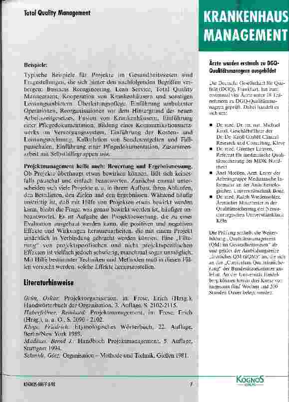 Vorschauseite 5: Die Bedeutung des Projektmanagements in der Qualitätssicherung
