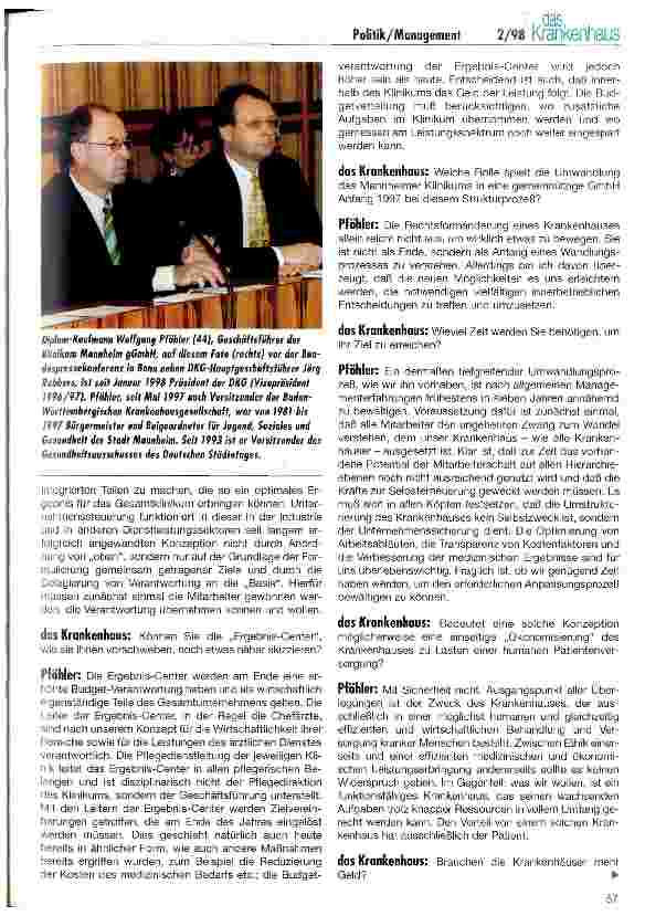 Vorschauseite 3: Krankenhäuser im Wandel Unternejhmenssicherung durch Strukturprozesse und Kooperation
