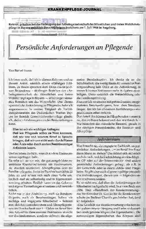 Vorschauseite 1: Persönliche Anforderungen an Pflegende