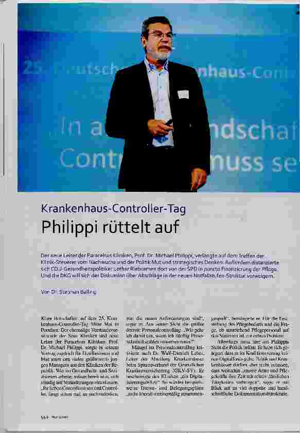 Vorschauseite 1: Krankenhaus-Controller-Tag Philippi rüttelt auf