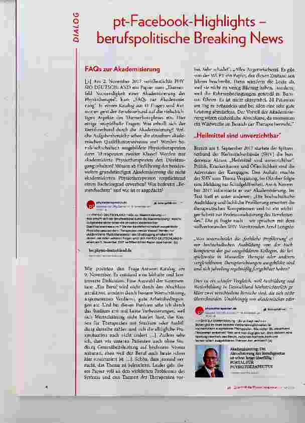 Vorschauseite 1: pt-Facebook-Highlights berufspolitische Breaking News