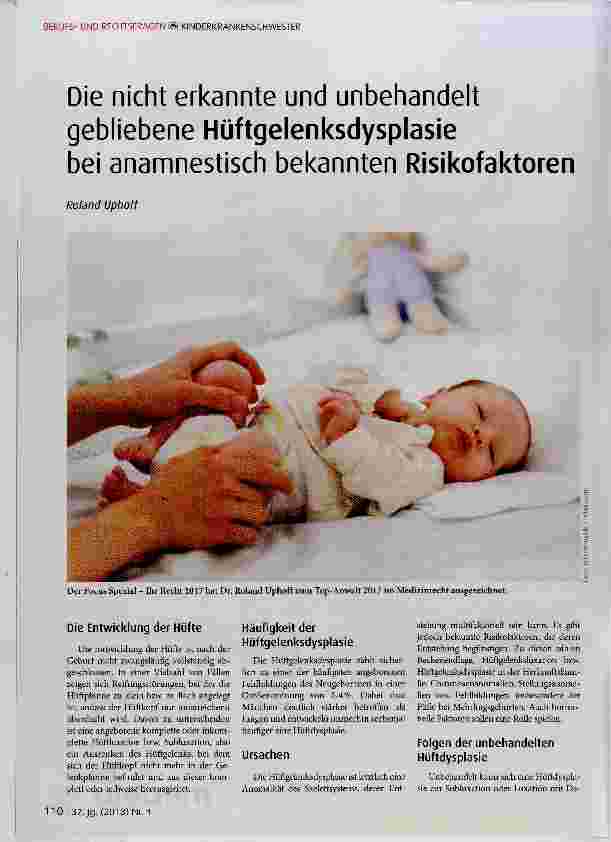 Vorschauseite 1: Die nicht erkannte und unbehandelt gebliebene Hüftgelenksdysplasie bei anamnestisch bekannten Risikofaktoren