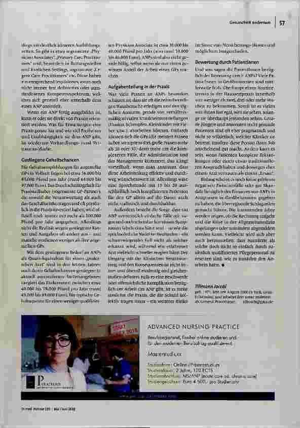 Vorschauseite 3: Advanced Nurse Practitioners-die Lösung für die Allgemeinarzt-Krise in Großbritannien?