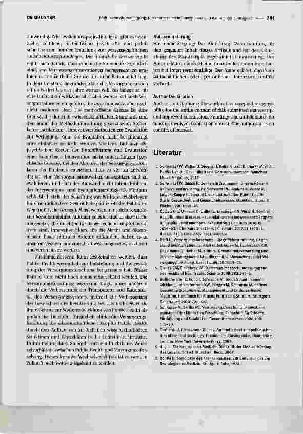 Vorschauseite 3: Kann die Versorgungsforschung zu mehr Transparenz und Rationalität beitragen?What contribution can health services research make in order to achieve greater transparency and ratio…