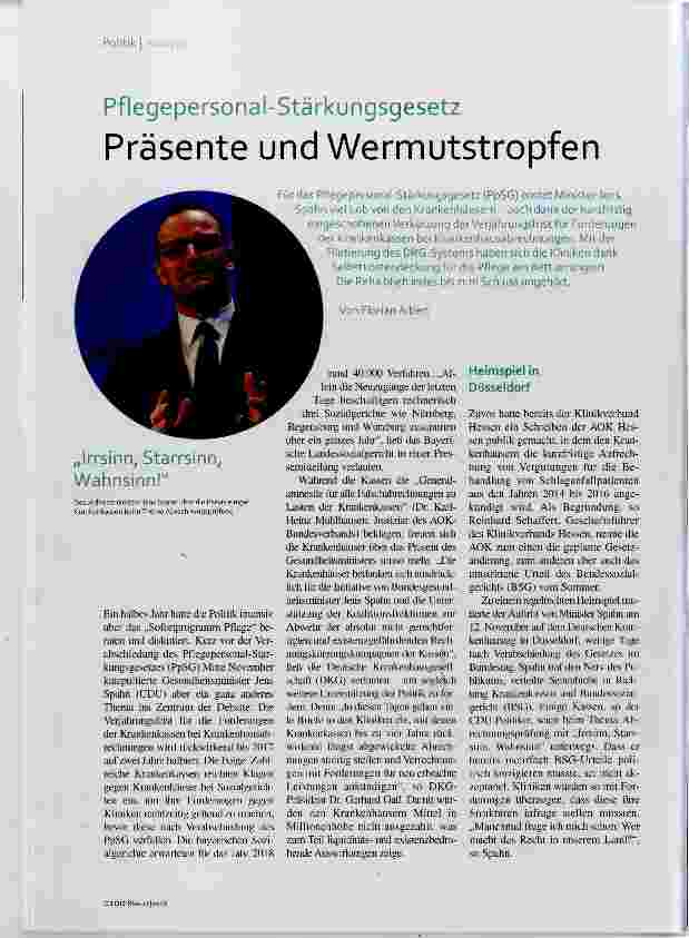 Vorschauseite 1: Pflegepersonal-Stärkungsgesetz Präsente und Wermutstropfen