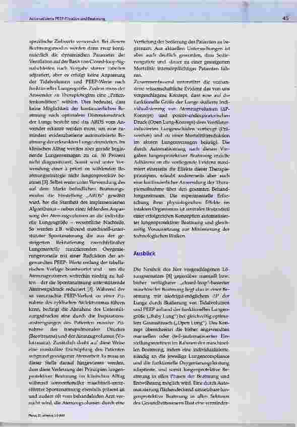 Vorschauseite 4: Automatisierte PEEP-Titration und Beatmung