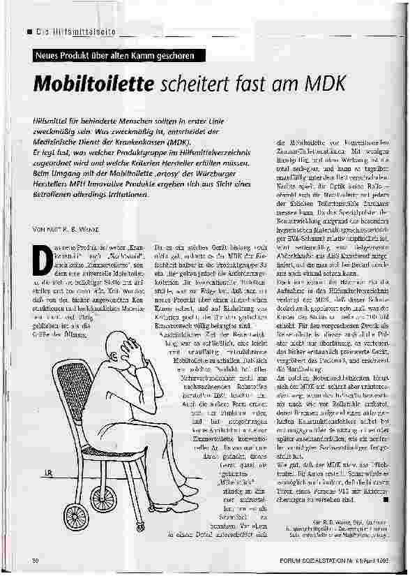 Vorschauseite 1: Mobiltoilette scheitert fast am MDK Neues Produkt über alten Kamm geschoren