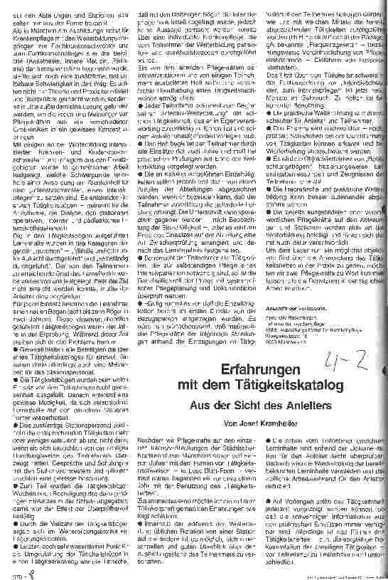 Vorschauseite 1: Erfahrungen mit dem Tätigkeitskatalog Aus der Sicht des Anleiters