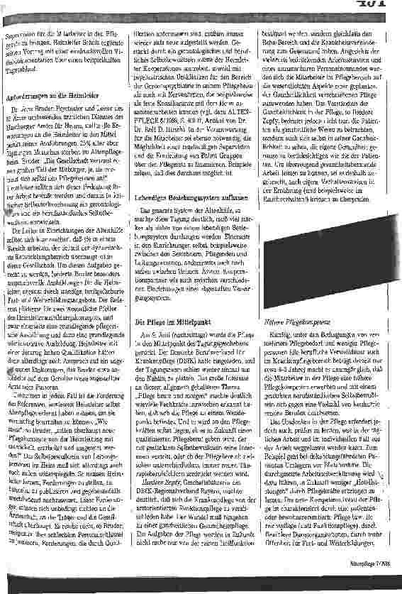 Vorschauseite 3: InterFAB 1988: Die Pflege steht am Wendepunkt Begleitende Tagesveranstaltungen anläßlich der InterFAB in Nürnberg