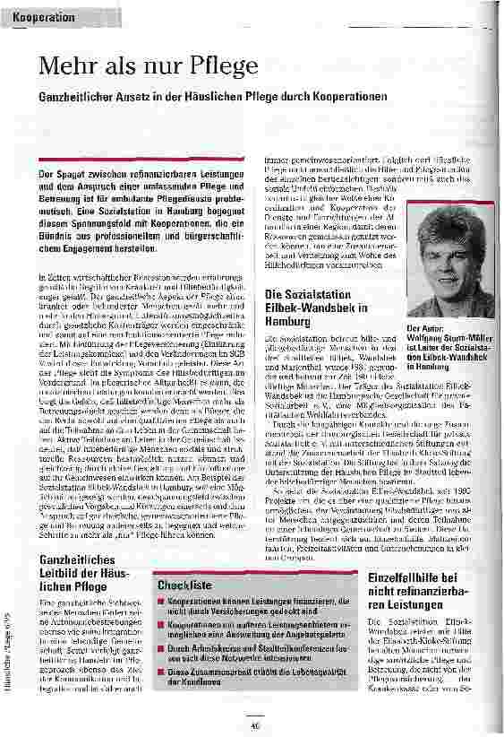 Vorschauseite 1: Mehr als nur Pflege Ganzheitlicher Ansatz in der Häuslichen Pflege durch Kooperationen