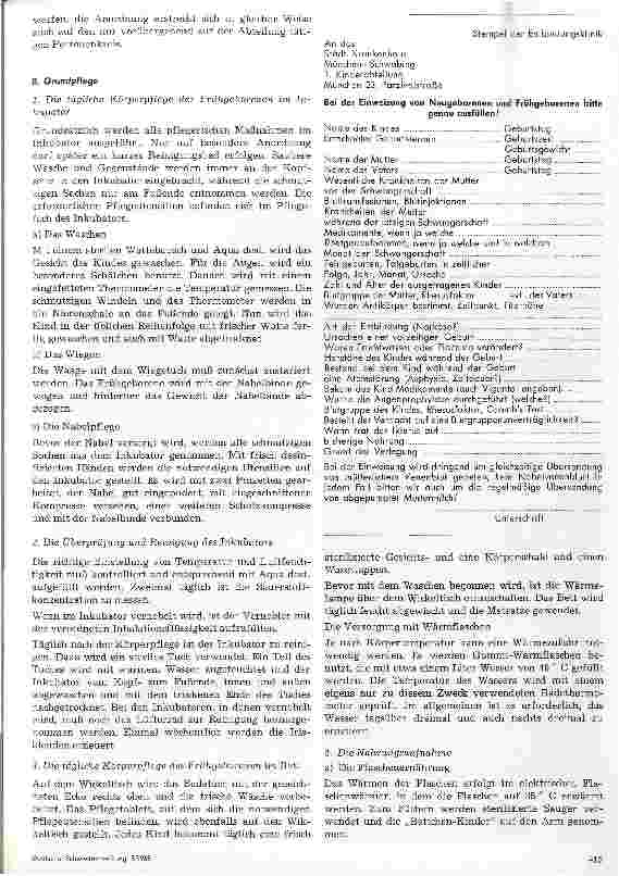 Vorschauseite 2: Pflegevorschriften auf der Frühgeborenenstation