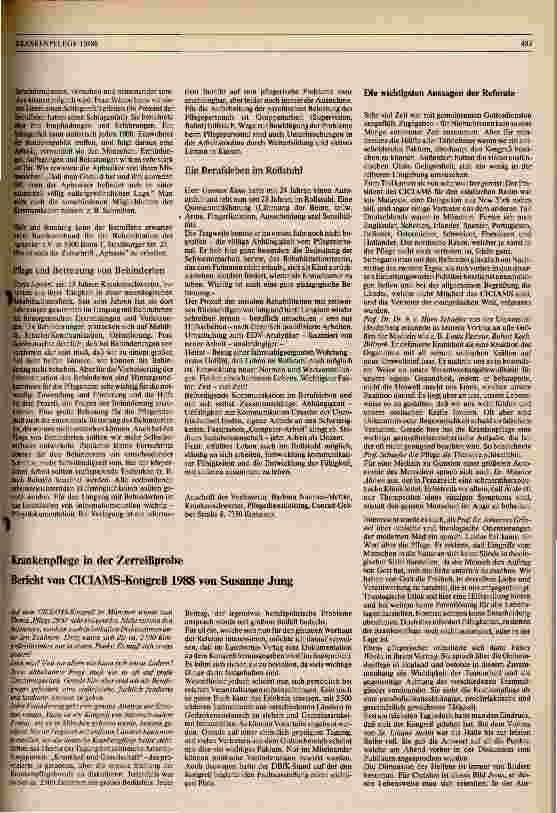 Vorschauseite 1: Krankenpflege in der Zerreißprobe Bericht vom CICIAMS-Kongreß 1988