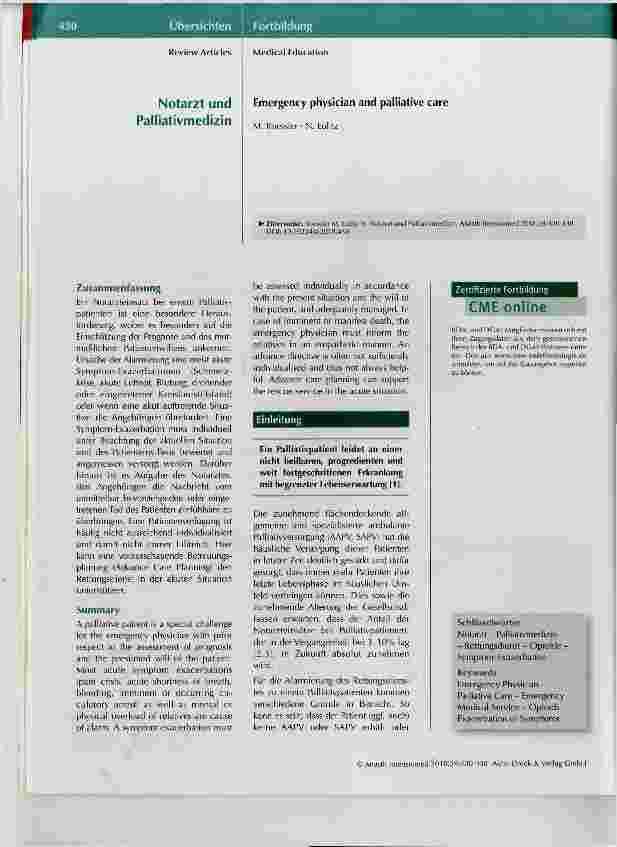 Vorschauseite 1: Notarzt und Palliativmedizin