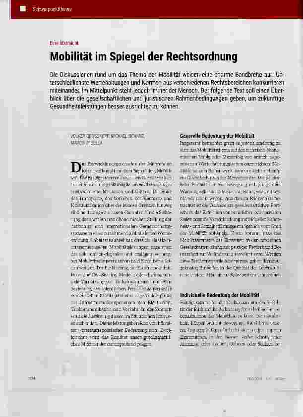 Vorschauseite 1: Mobilität im Spiegel der Rechtsordnung