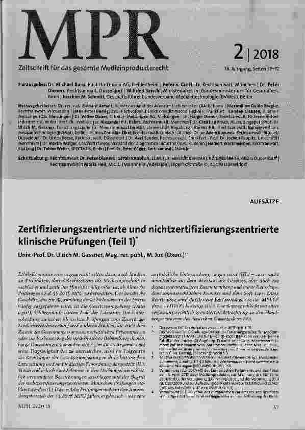 Vorschauseite 1: Zertifizierungszentrierte und nichtzertifizierungszentrierte klinische Prüfungen (Teil 1)