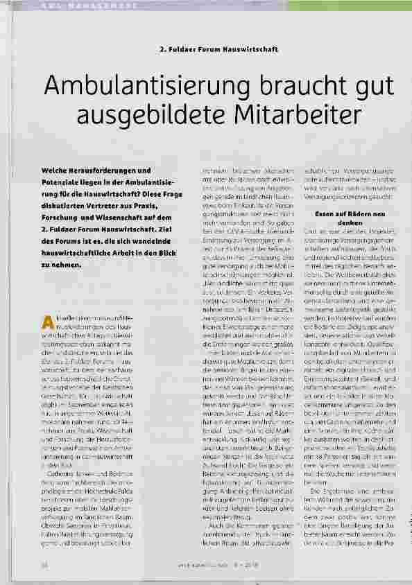 Vorschauseite 1: Ambulantisierung braucht gut ausgebiidete Mitarbeiter