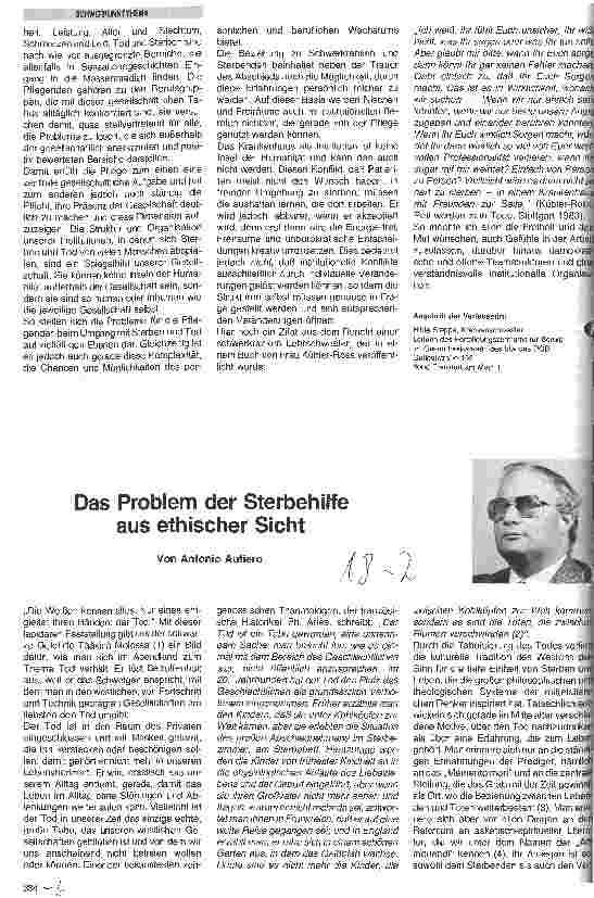 Vorschauseite 1: Das Problem der Sterbehilfe aus ethischer Sicht