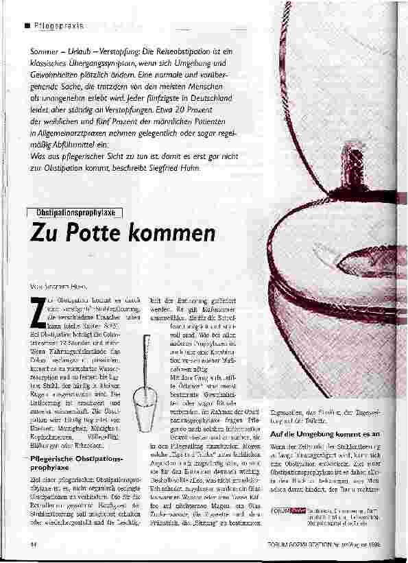 Vorschauseite 1: Zu Potte kommen Obstipationsprophylaxe