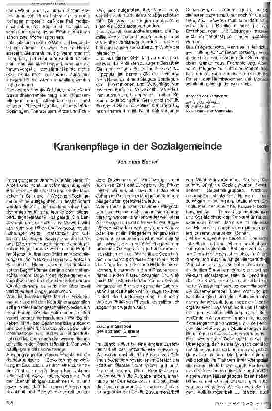 Vorschauseite 1: Krankenpflege in der Sozialgemeinde