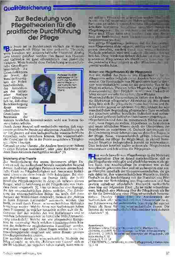 Vorschauseite 1: Zur Bedeutung von Pflegetheorien für die praktische Durchführung der Pflege