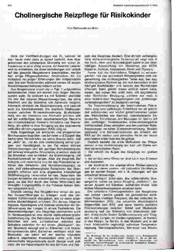 Vorschauseite 1: Cholinergische Reizpflege für Risikokinder