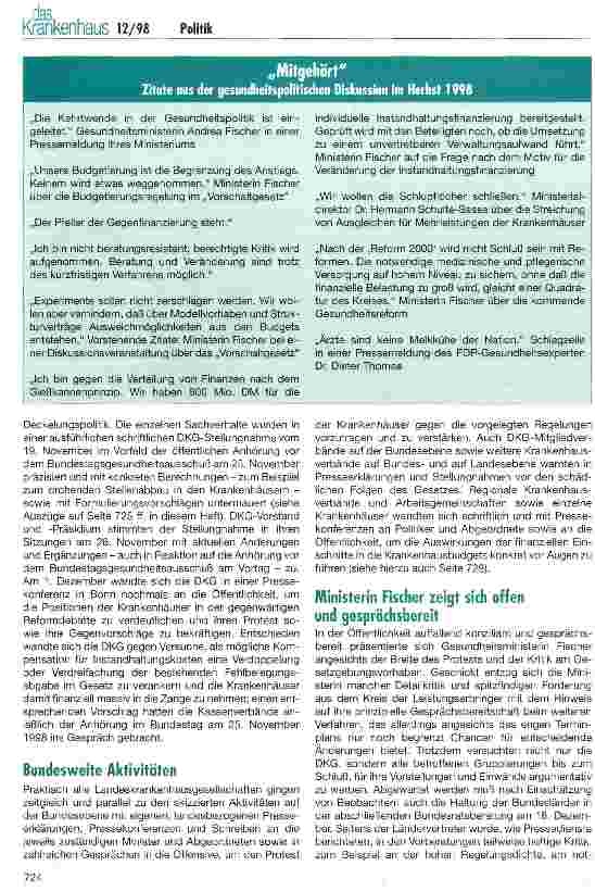 Vorschauseite 2: DKG fordert Erhalt der Instandhaltungsfinanzierung Protest gegen Kompensationsversuch durch Erhöhung der Fehlbelegungsabgabe
