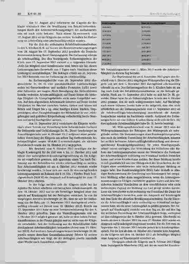 Vorschauseite 2: Anspruch auf Krankengeld Ärztliche Feststellung in einem Entlassungsbericht über eine stationäre medizinische Rehabilitationsmaßnahme