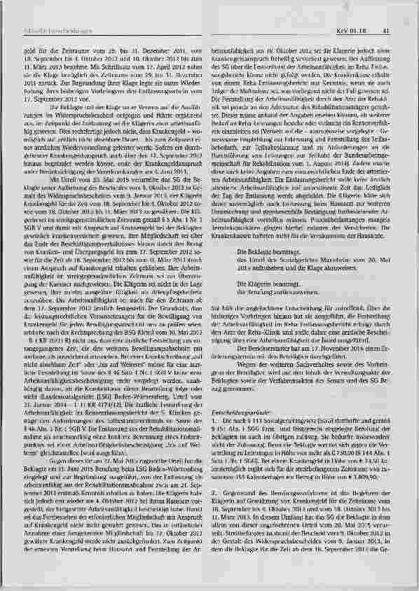 Vorschauseite 3: Anspruch auf Krankengeld Ärztliche Feststellung in einem Entlassungsbericht über eine stationäre medizinische Rehabilitationsmaßnahme