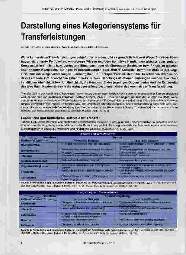 Vorschauseite 1: Darstellung eines Kategoriensystems für Transferleistungen