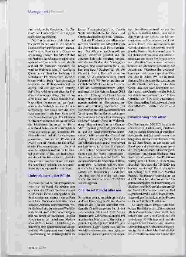 Vorschauseite 3: Masterplan Medizinstudium 2020 Der Geist aus der Flasche